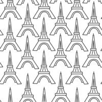seamless pattern with Eiffel tower in line doodle style vector