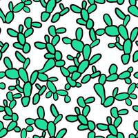 seamless pattern with cactus in doodle style vector
