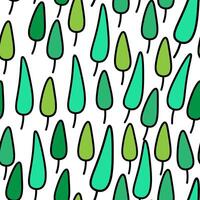 seamless pattern with green trees in doodle style vector