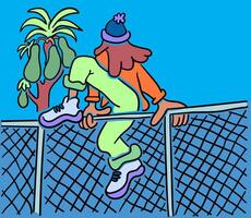 character climbing in doodle style vector
