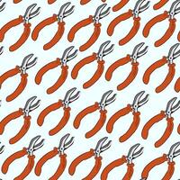 seamless pattern with nippers in doodle style vector