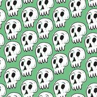 seamless pattern with skull in doodle style vector