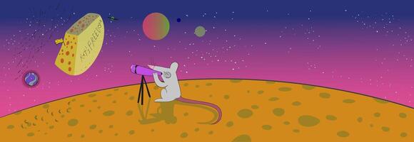 horizontal banner with mouse observing the space vector