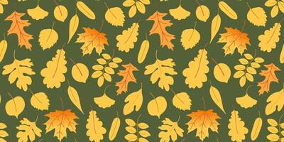 fall seamless pattern with golden foliage vector