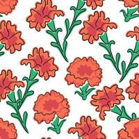 seamless pattern with red carnation flowers vector