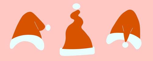 red Santa hat set vector
