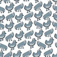 seamless pattern with street pigeons in doodle style vector