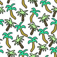 seamless pattern with palm trees in doodle style vector