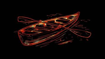 Neon frame effect, Rowing Oar An oar used in rowing on black background video
