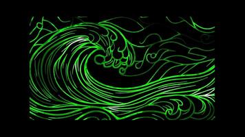 Neon frame effect, Surfing Wave A stylized wave symbol on black background video