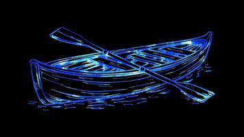 Neon frame effect, Rowing Oar An oar used in rowing on black background video