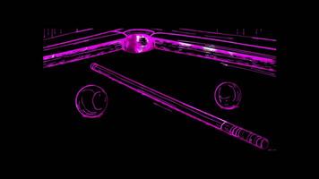 Neon frame effect, Billiards Cue A cue stick for playing billiards on black background video