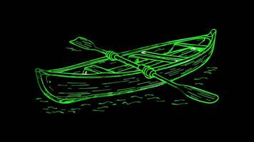 Neon frame effect, Rowing Oar An oar used in rowing on black background video