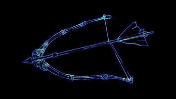 Neon frame effect, Archery Bow A bow and arrow set on black background video