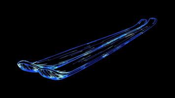 Neon frame effect, Ski A long board used for skiing on black background video