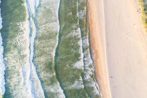 shore of a beach in the north of portugal, zenithal view from a drone photo