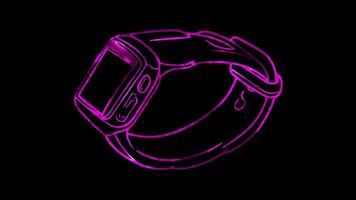 Neon frame effect, Fitness Tracker A wristband for tracking physical activity on black background video