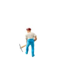 Miniature construction worker isolate on white background with clipping path photo
