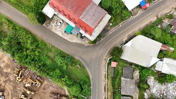 Aerial view of a road intersection in rural area photo