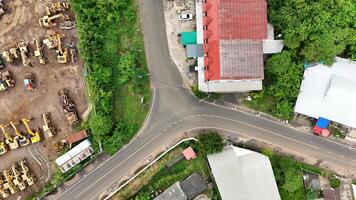 An aerial view of a road with construction equipment photo