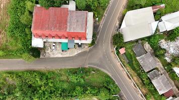 Aerial view of a road intersection in rural area photo