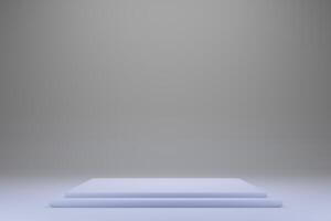 An empty podium in front of a gray background photo
