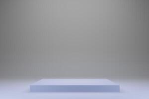 An empty podium in front of a gray background photo