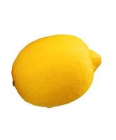 Top view of single fresh ripe yellow lemon fruit isolated on white background with clipping path photo