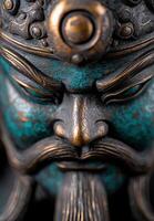 Close up of an ornate bronze statue with intricate details photo