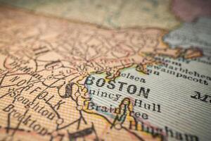 Boston, Massachusetts, on a vintage map photo