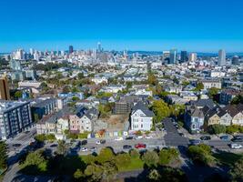 Aerial View of San Francisco's Painted Ladies and Skyline photo