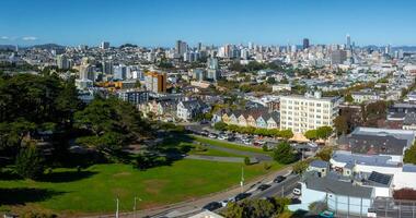 Aerial View of San Francisco with Painted Ladies and Skyline photo