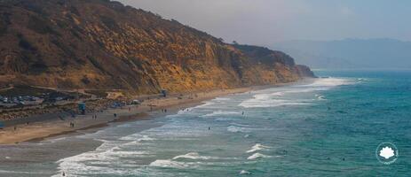Aerial View of Torrey Pines State Beach and Cliffs in San Diego photo