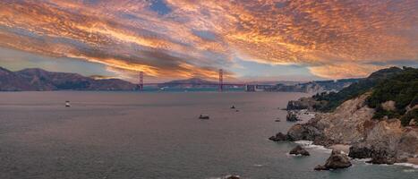 Golden Gate Bridge with Marin Headlands and Coastal Cliffs photo