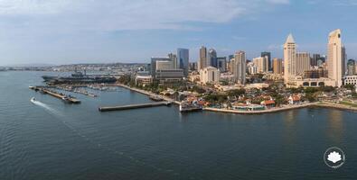 Aerial View of San Diego Skyline with Notable Landmarks and Harbor photo