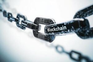 This visual representation illustrates the concept of blockchain technology, showcasing a series of interconnected chain links. photo