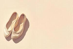 These elegant ballet flats rest on a clean, solid background, showcasing their sleek design and versatility for casual or formal outfits, ideal for any fashionable wardrobe. photo