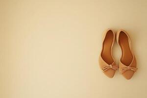 These chic ballet flats are showcased on a clean, solid background, highlighting their elegant design and versatile style. Perfect for both casual and formal occasions, they embody timeless fashion. photo