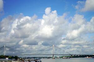 Skyline and Second Hooghly Bridge Over Ganga River from Babu ghat photo