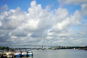 Clear Weather in Kolkata Babu Ghat from where Second Hooghly Bridge is Clearly Visible photo