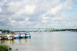 Ganga River and Second Hooghly Bridge from Babu Ghat photo