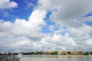 Panorama view of howrah city with Ganga river from Kolkata photo