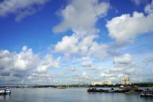 Wide angle view of second Hooghly bridge or Vidyasagar setu and ganga river photo