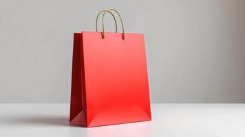 Red shopping bag on white background 3d rendering photo