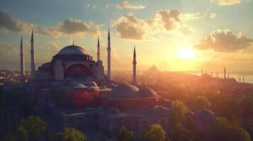 Hagia Sophia in Golden Light, A Symbol of History photo