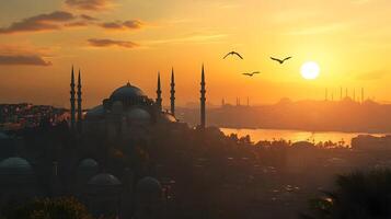Hagia Sophia in Golden Light, A Symbol of History photo