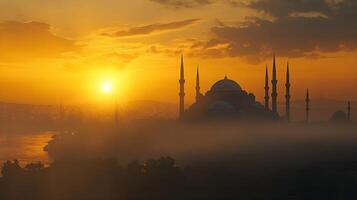 Hagia Sophia in Golden Light, A Symbol of History photo