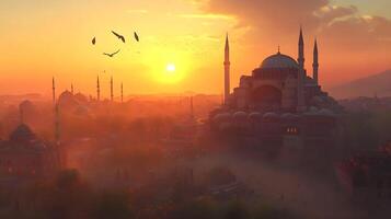 Hagia Sophia in Golden Light, A Symbol of History photo