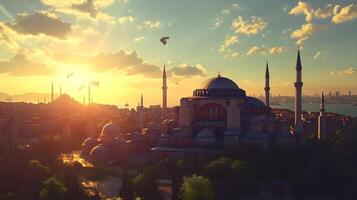 Hagia Sophia in Golden Light, A Symbol of History photo