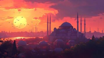 Hagia Sophia in Golden Light, A Symbol of History photo